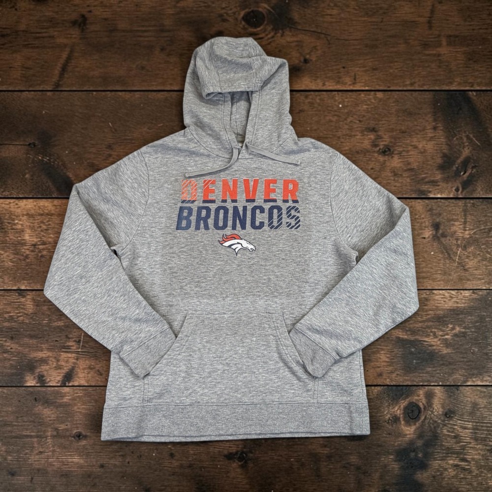 Fanatics Denver Broncos Hoodie Mens L Gray NFL Football Graphic Sweatshirt